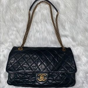 Chanel Black Leather Easy Flap Bag